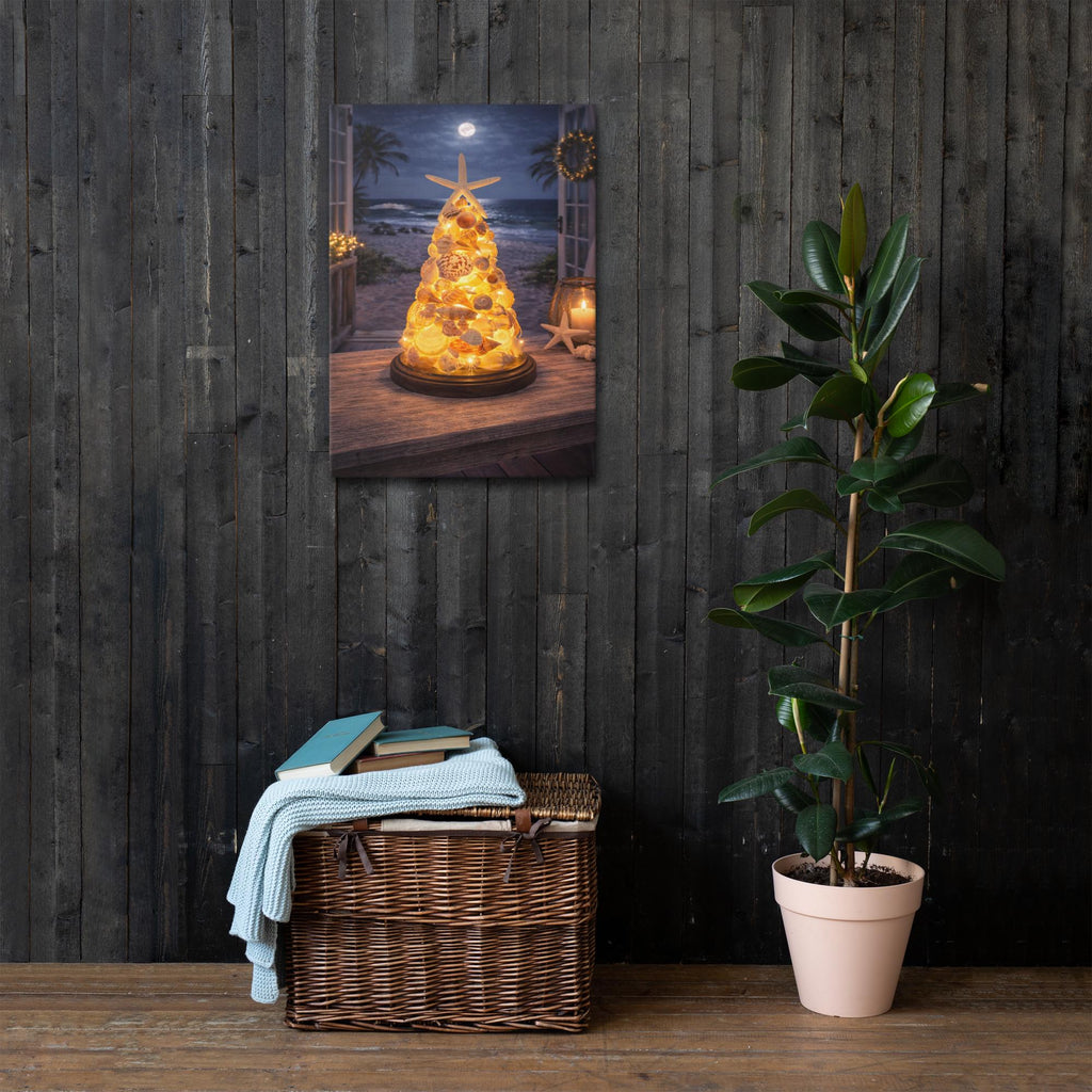 Seashell Tree Wall Art | Lighted Coastal Christmas Decor | Nautical Beach Artwork