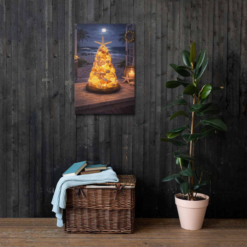 Seashell Tree Wall Art | Lighted Coastal Christmas Decor | Nautical Beach Artwork