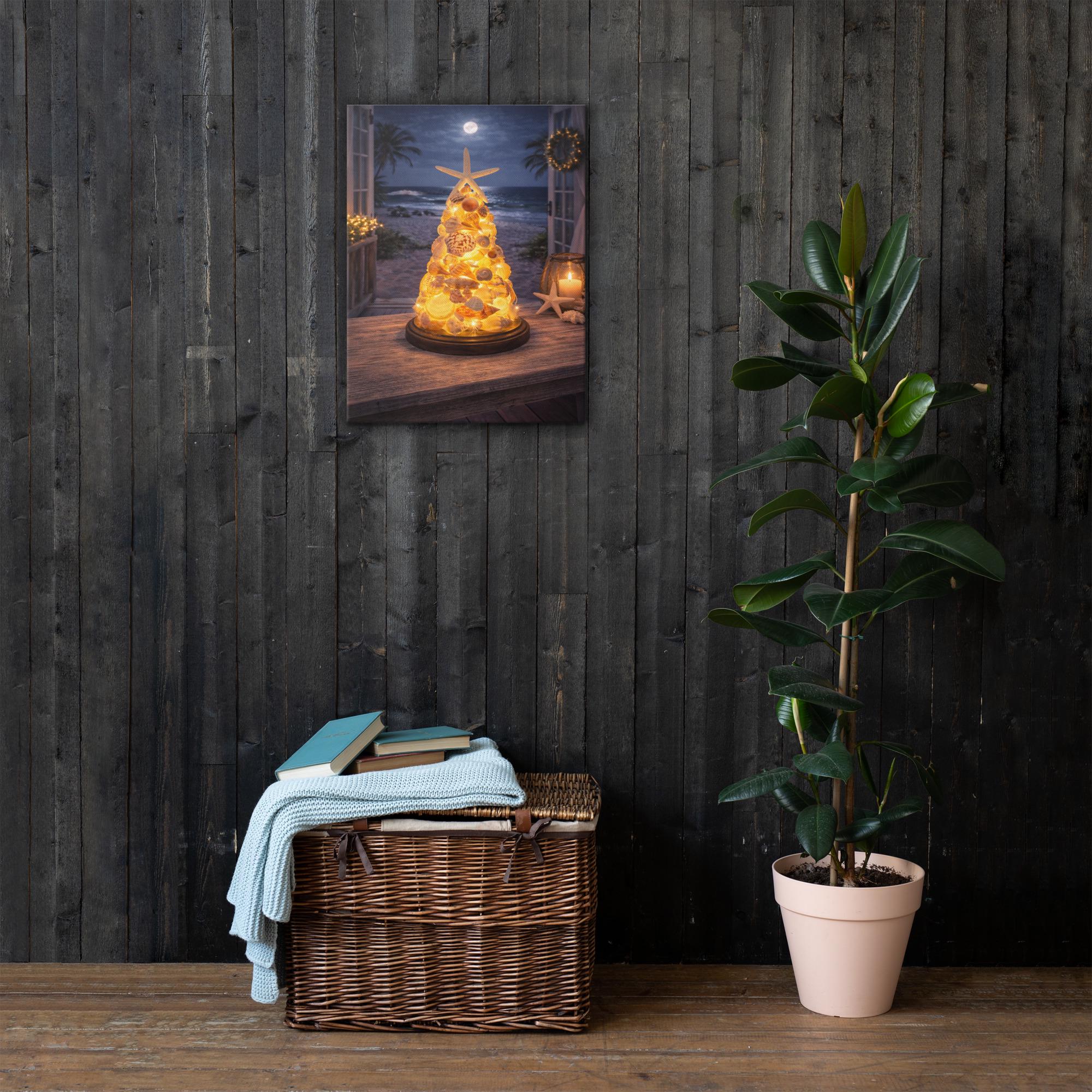 Seashell Tree Wall Art | Lighted Coastal Christmas Decor | Nautical Beach Artwork
