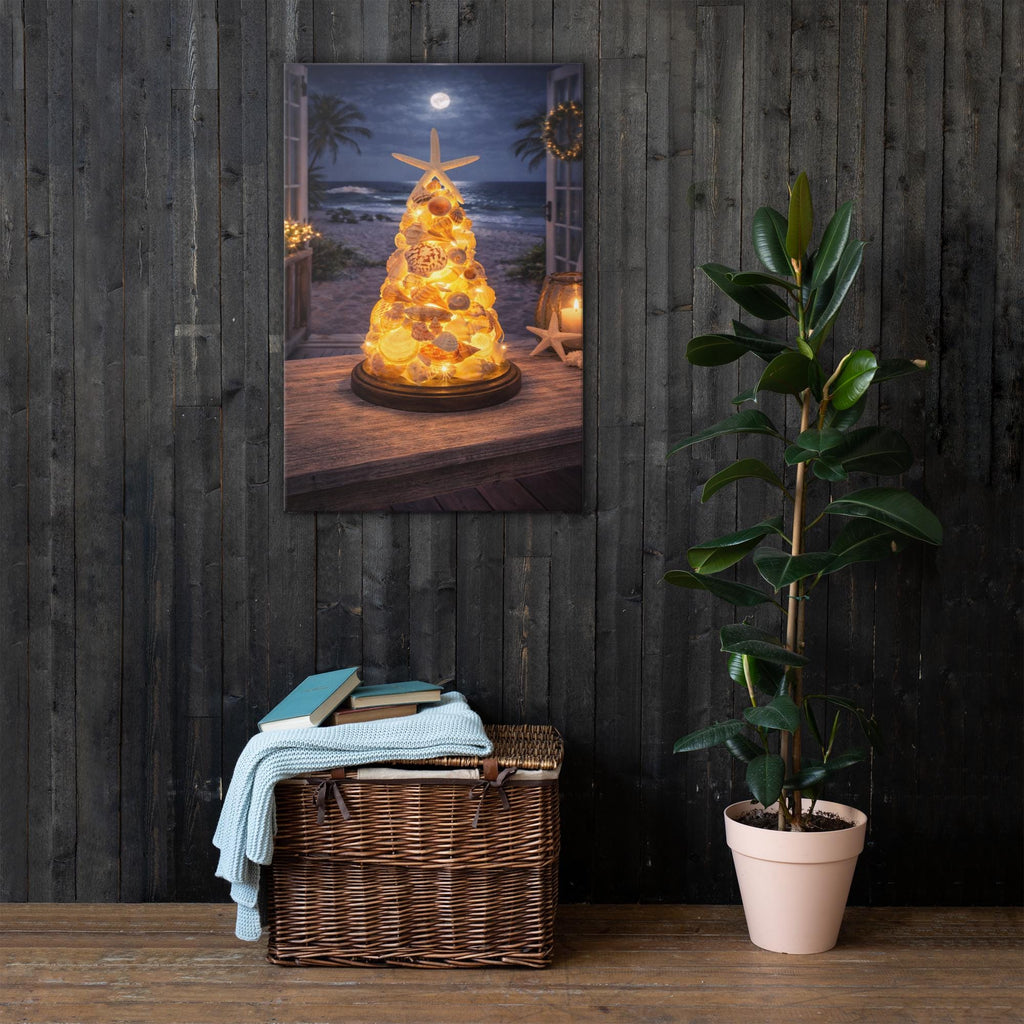 Seashell Tree Wall Art | Lighted Coastal Christmas Decor | Nautical Beach Artwork
