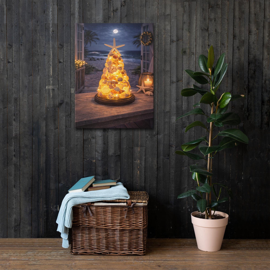 Seashell Tree Wall Art | Lighted Coastal Christmas Decor | Nautical Beach Artwork