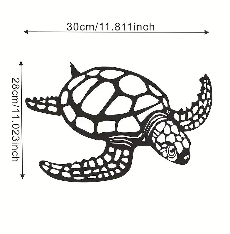 Elegant Metal Sea Turtle Wall Art - Beach-Themed Sculpture For Multiple Rooms