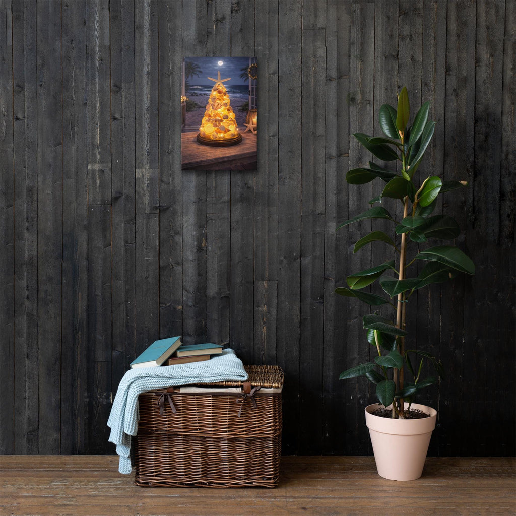 Seashell Tree Wall Art | Lighted Coastal Christmas Decor | Nautical Beach Artwork