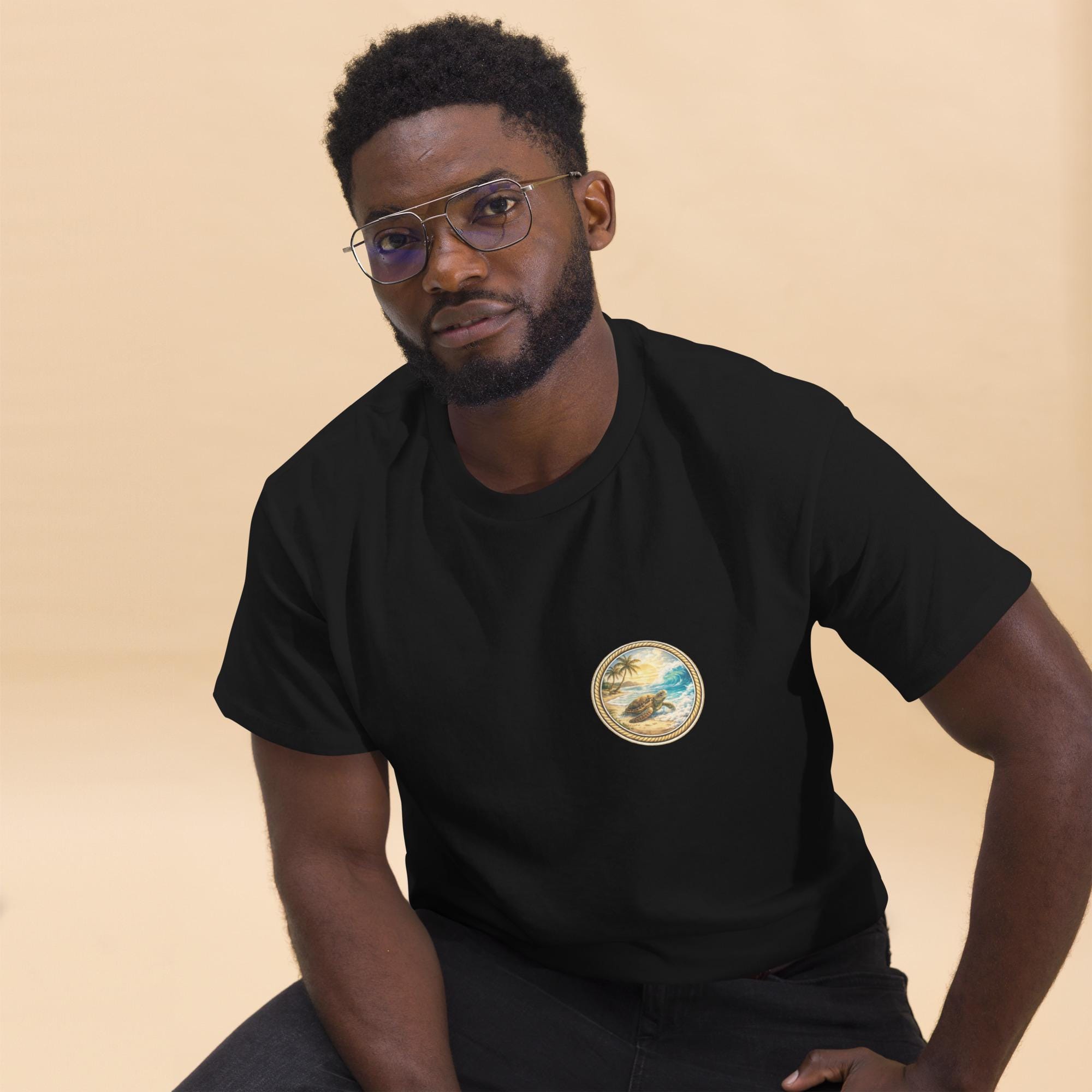 Sea Turtle On Classic Cotton T-Shirt | Coastal Beachwear