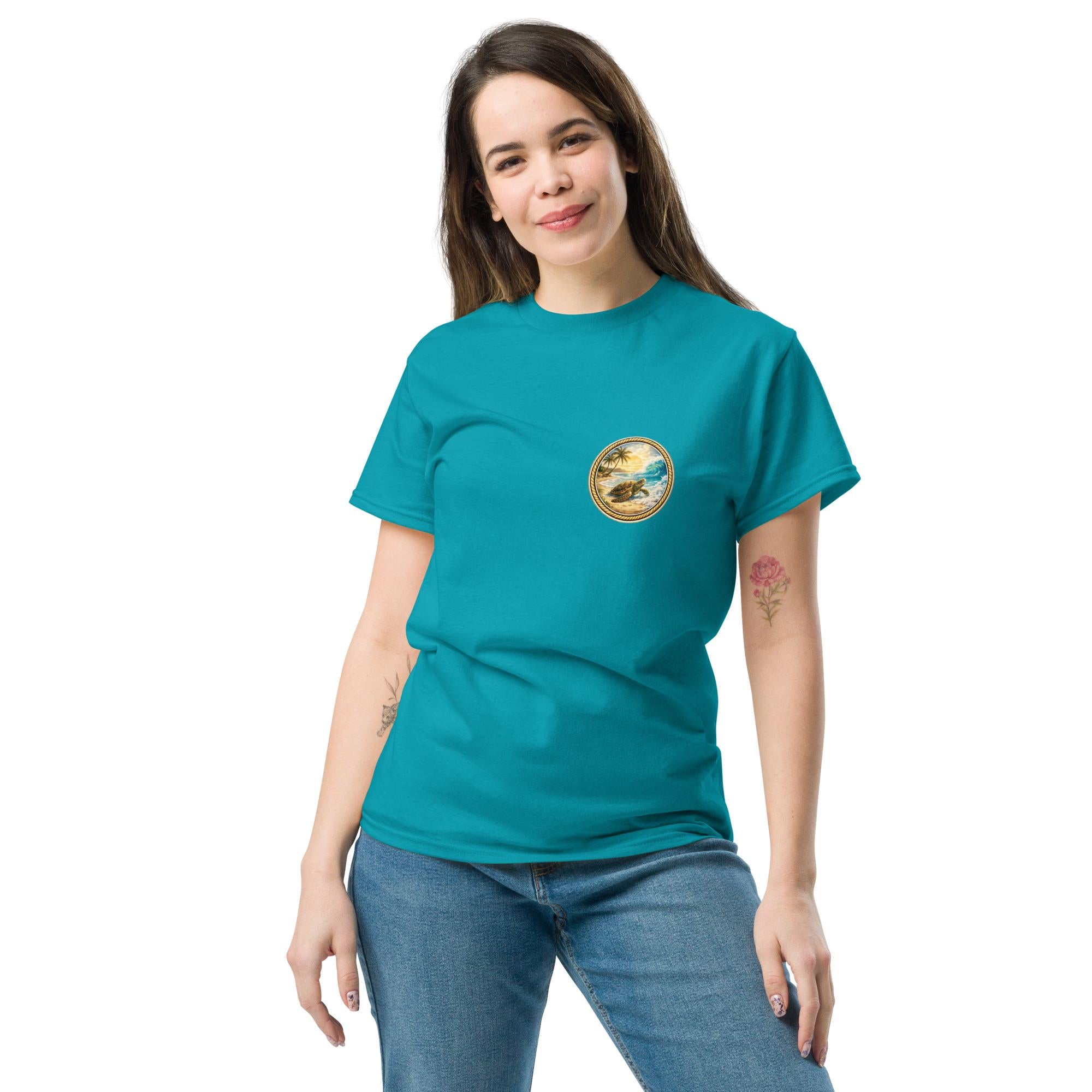 Sea Turtle On Classic Cotton T-Shirt | Coastal Beachwear