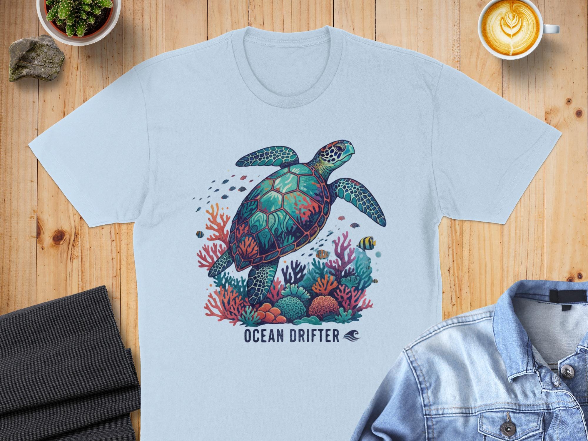 Sea Turtle T-shirt, Ocean Drifter Coastal Tee, Vibrant Marine Life Shirt