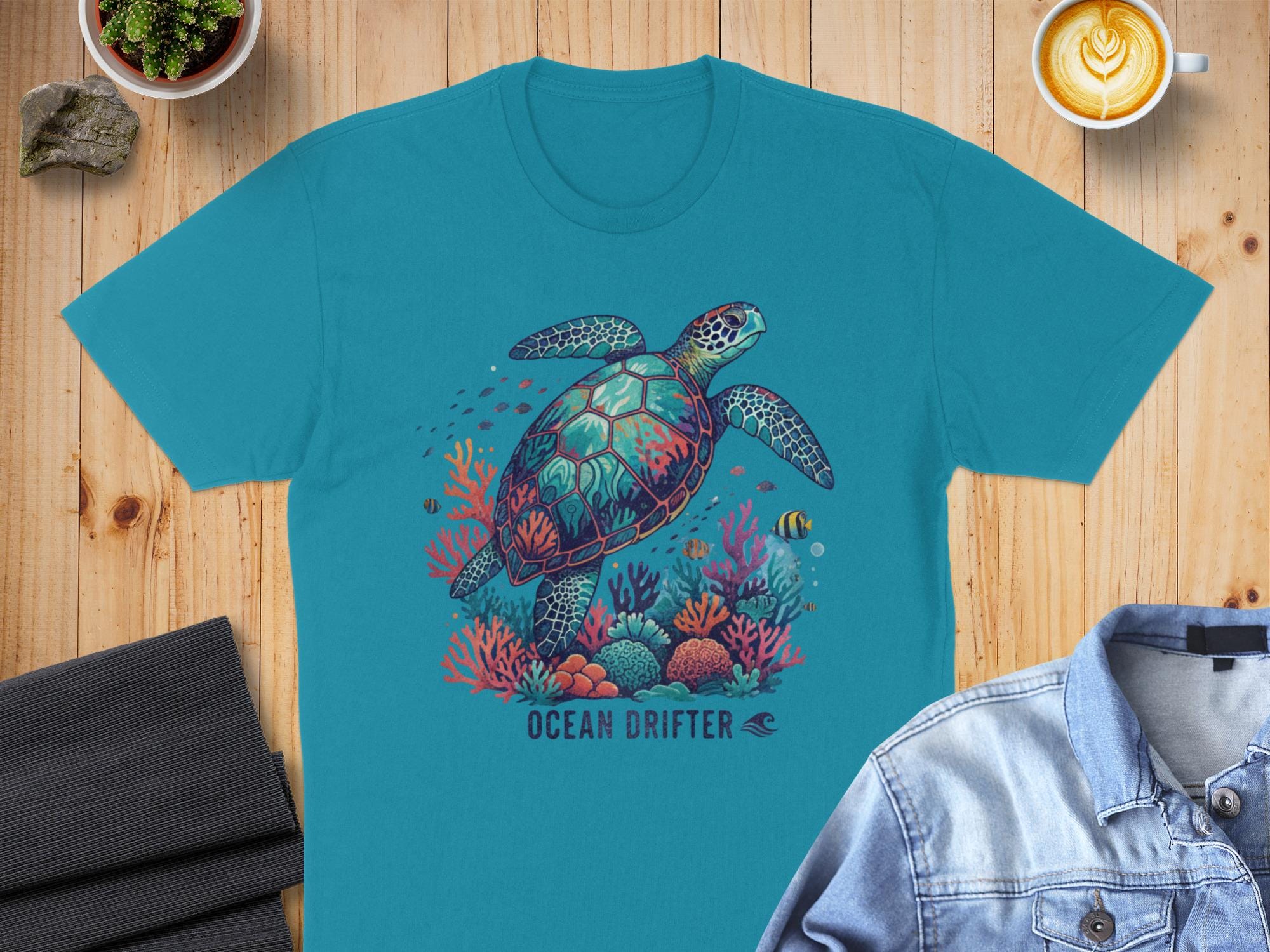 Sea Turtle T-shirt, Ocean Drifter Coastal Tee, Vibrant Marine Life Shirt