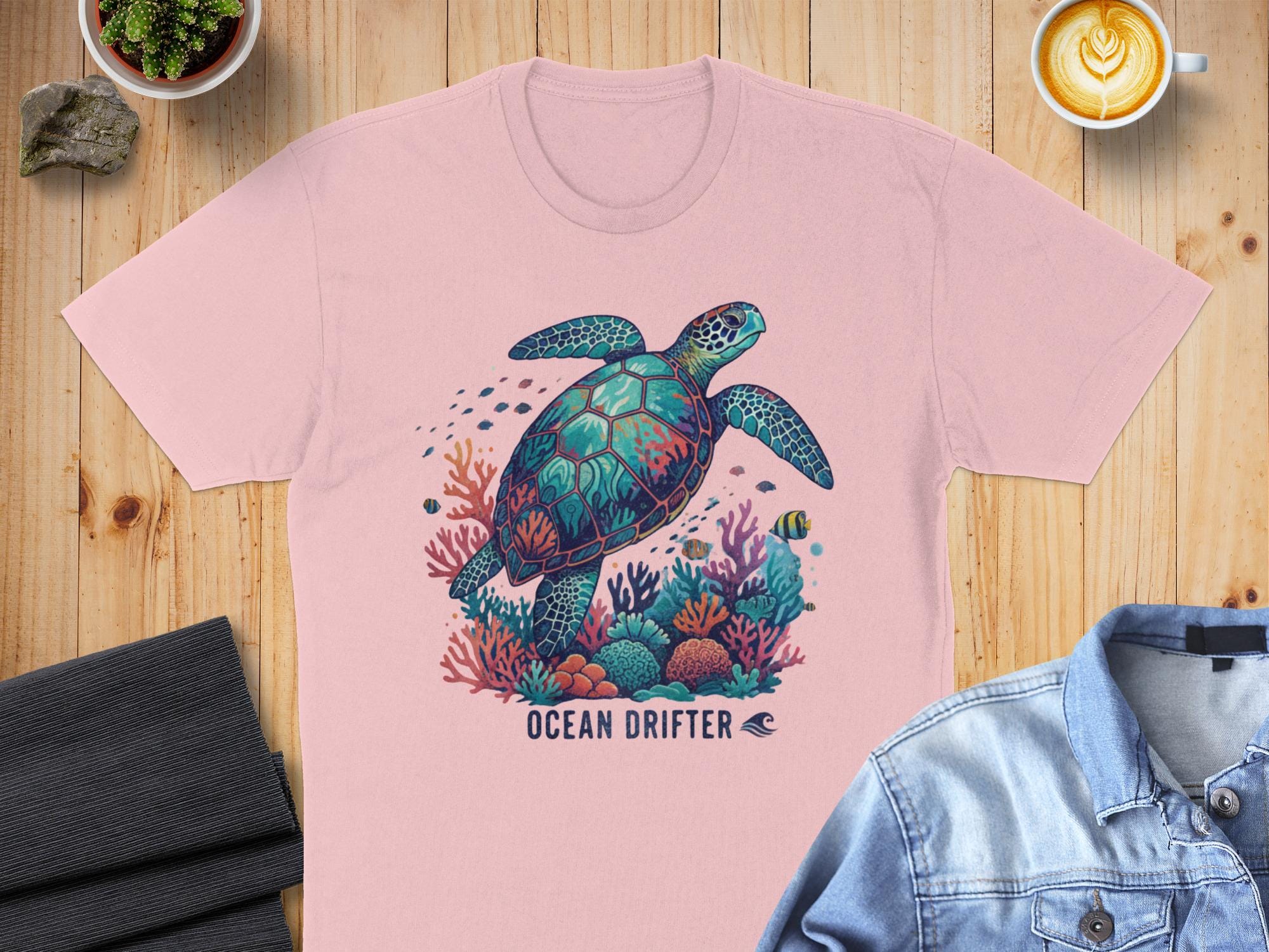 Sea Turtle T-shirt, Ocean Drifter Coastal Tee, Vibrant Marine Life Shirt