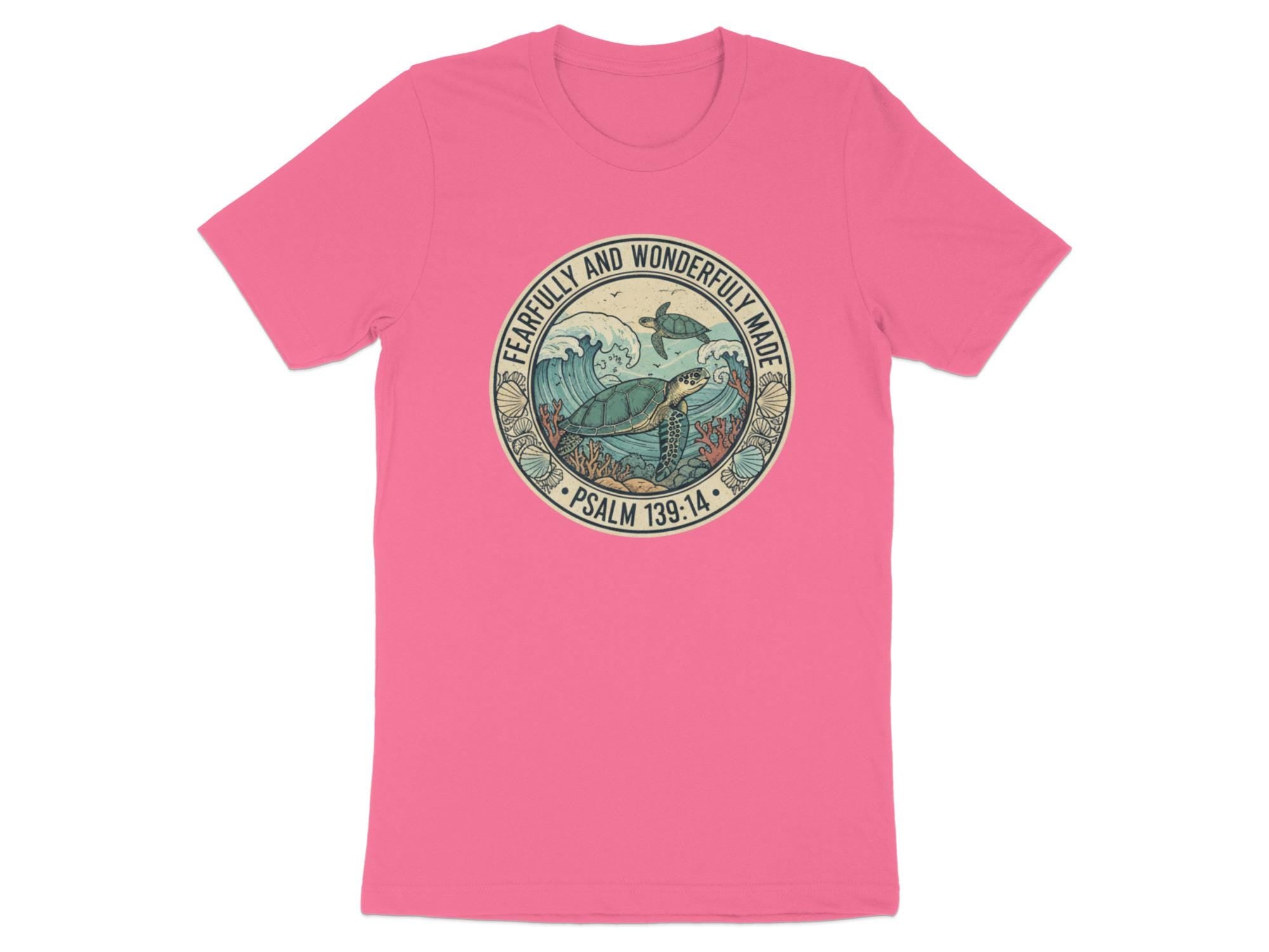 Christian Sea Turtle T-Shirt | Psalm 139:14 Faith Tee | Ocean Inspired Coastal Design
