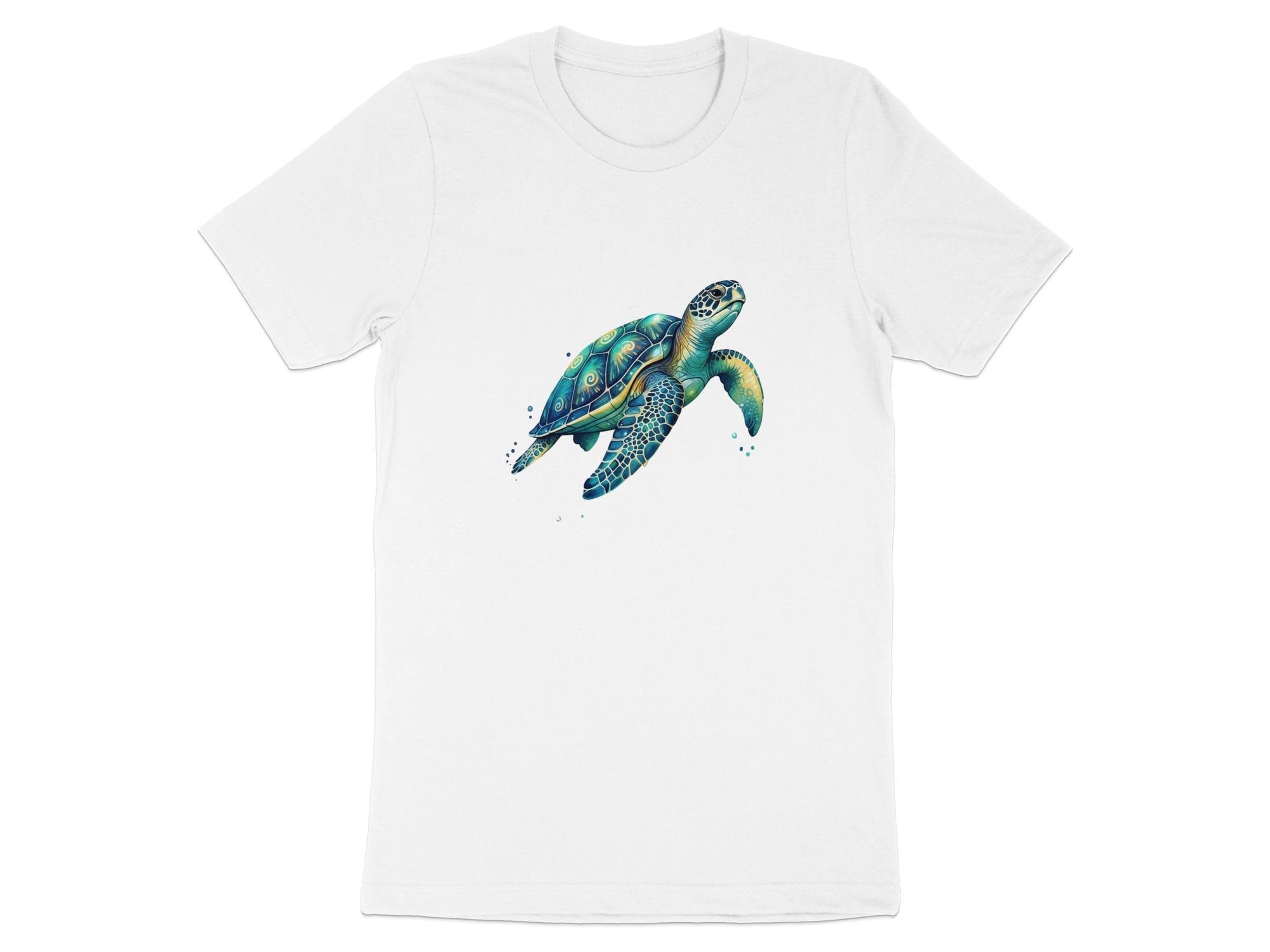 Vibrant Watercolor Sea Turtle T-Shirt, Artistic Marine Life Tee