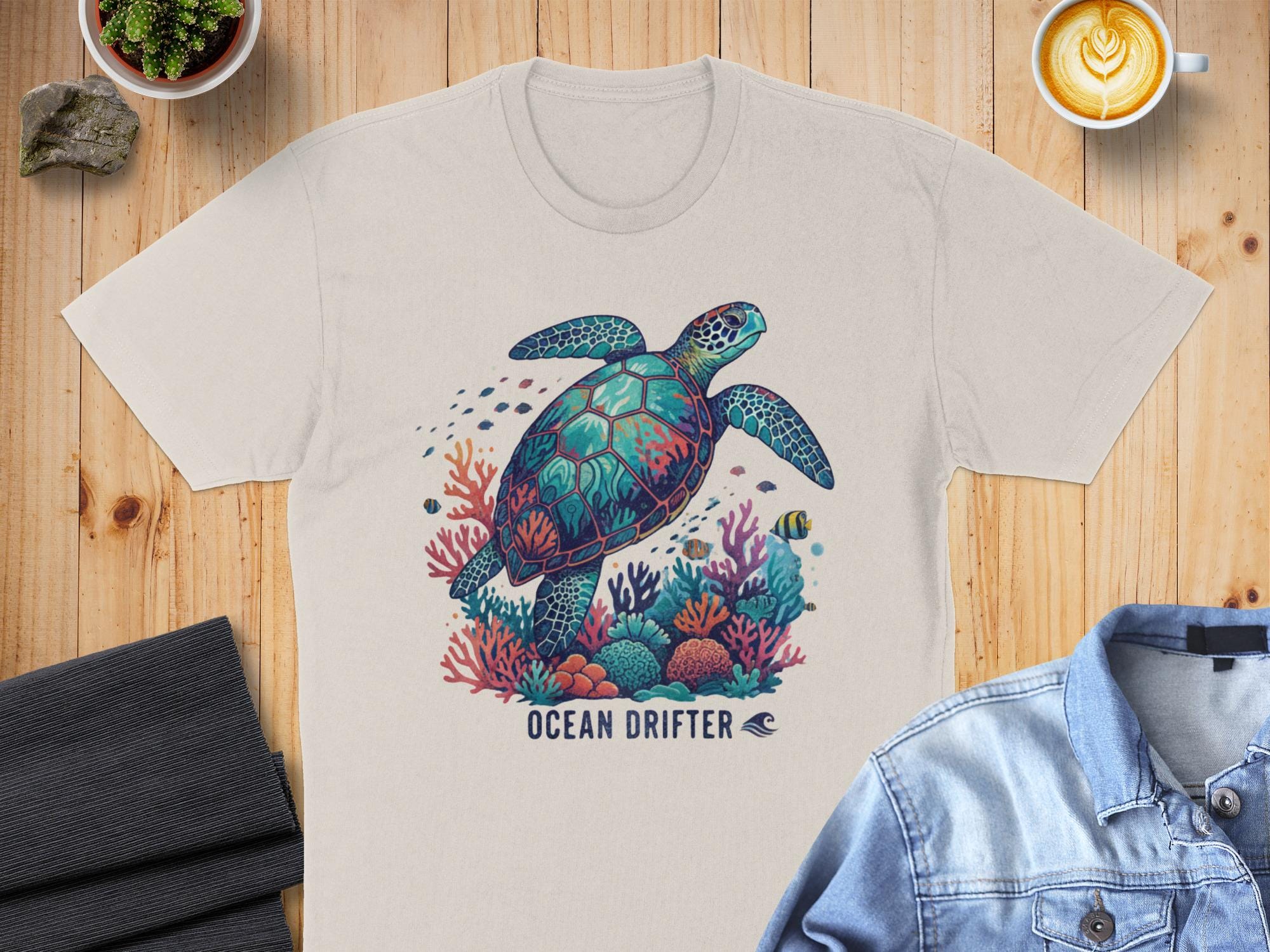 Sea Turtle T-shirt, Ocean Drifter Coastal Tee, Vibrant Marine Life Shirt