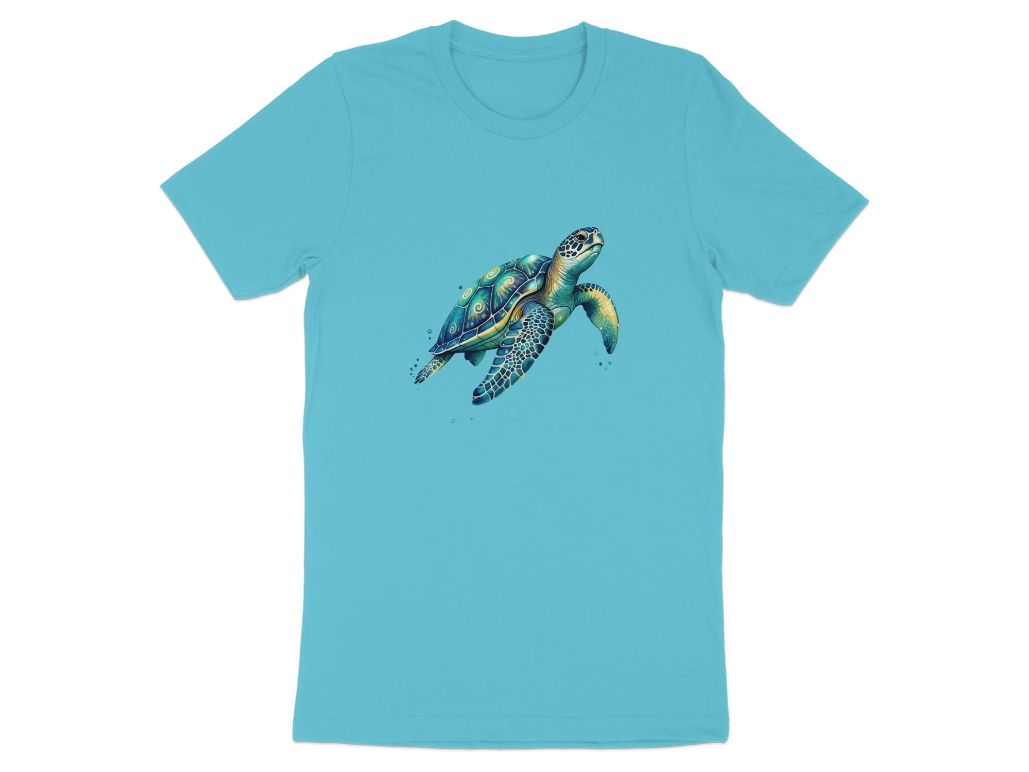 Vibrant Watercolor Sea Turtle T-Shirt, Artistic Marine Life Tee